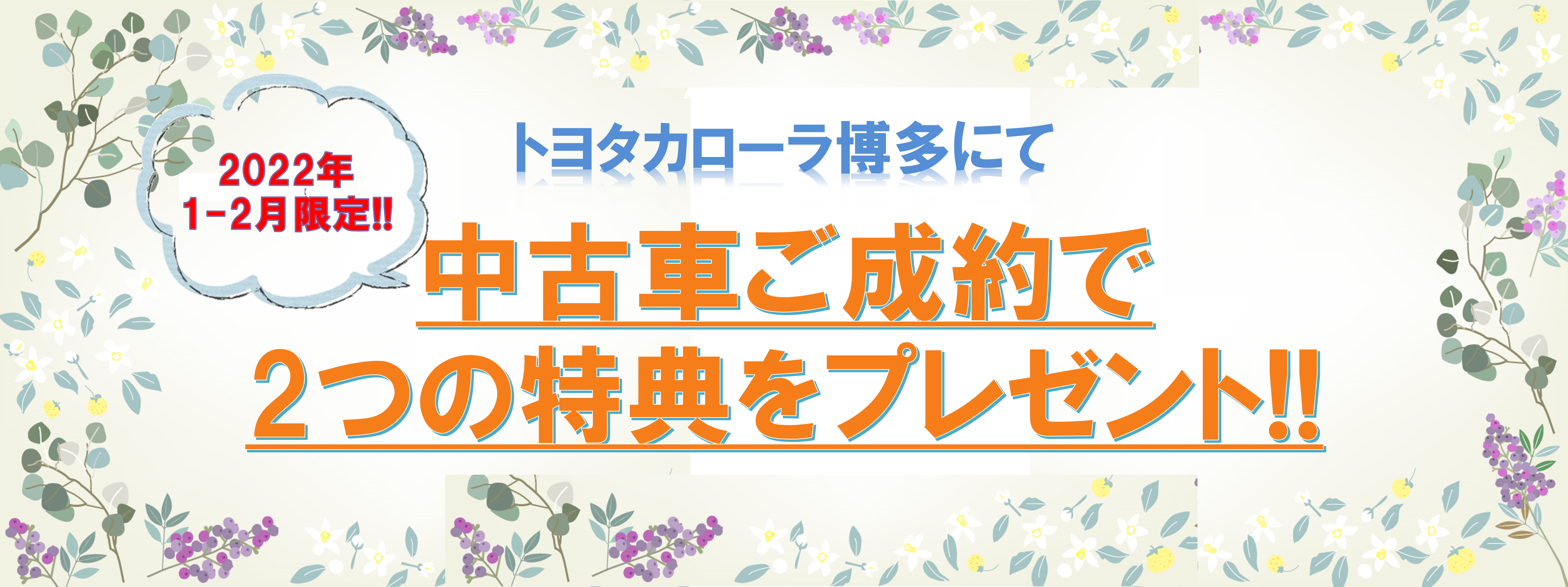 1-2月限定 中古車ご成約特典  トヨタカローラ博多
